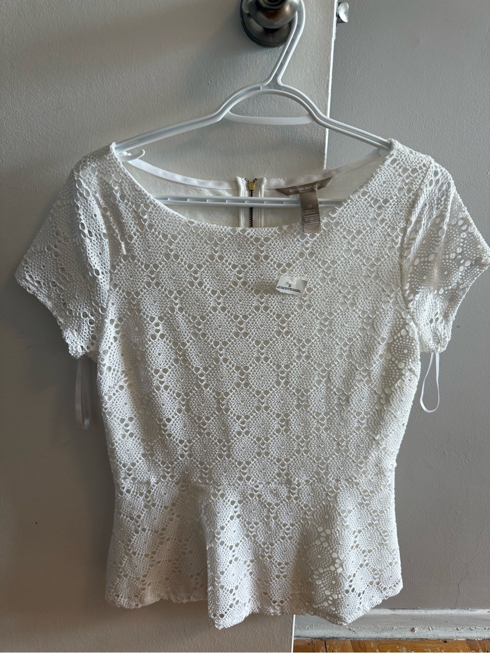 Banana Republic White Crochet Peplum Top